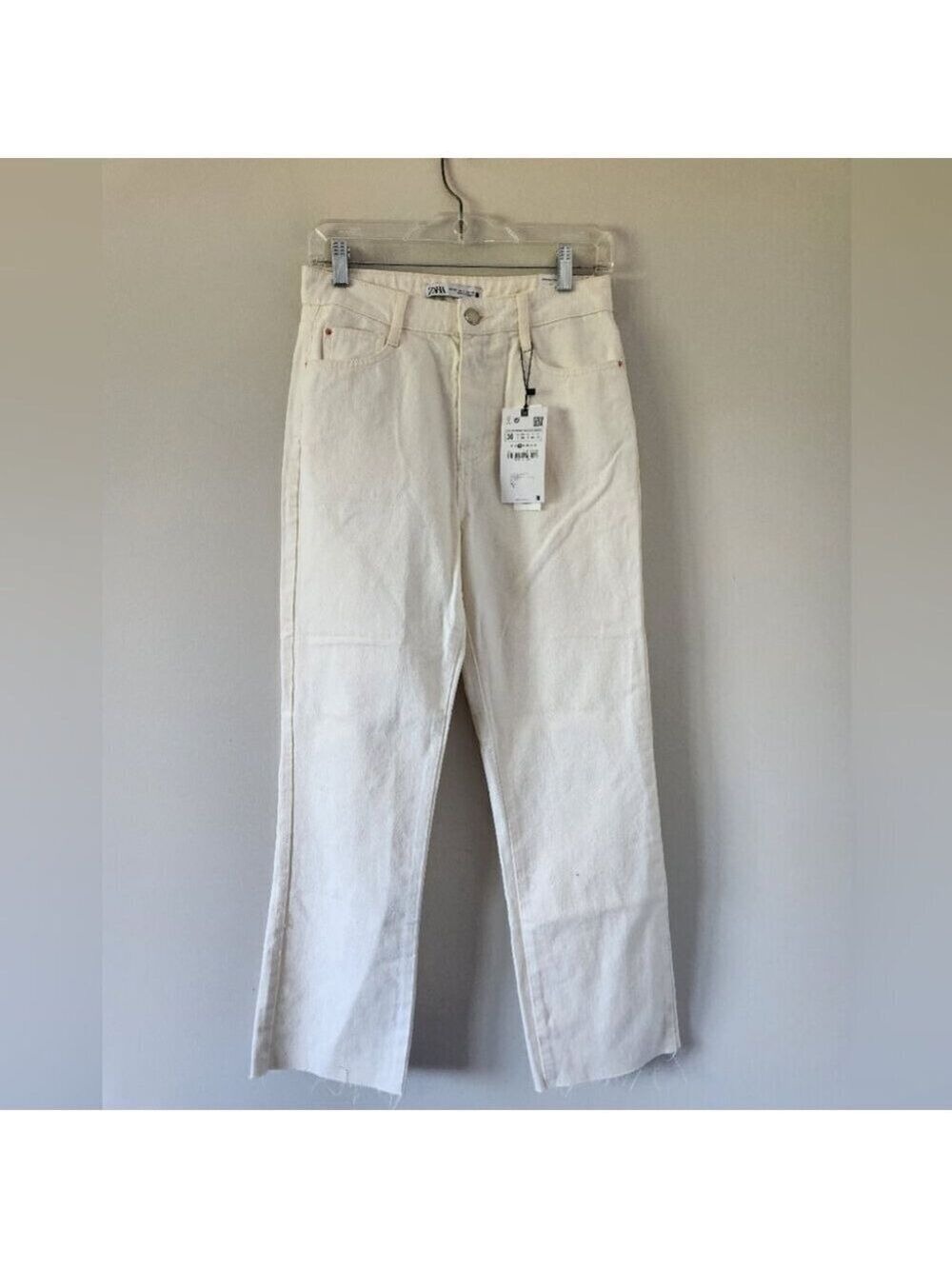 NWT ZARA | Chic Jeans Straight Fit High Rise Rigid Ankle Cream Sz 4